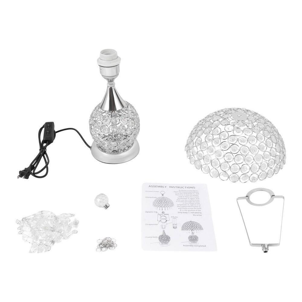 Modern Crystal Table Lamp 18in High Nightstand Table Lamp Bedside End Table Lamp Decorative Room Desk Lamp Crystal Desk Night Light for Bedroom, Living Room