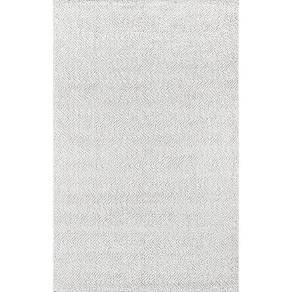 5'X8' Solid Woven Area Rug Ivory - Erin Gates By Momeni: Modern Low Pile Handmade Rectangle, Indoor Use, Spot Clean