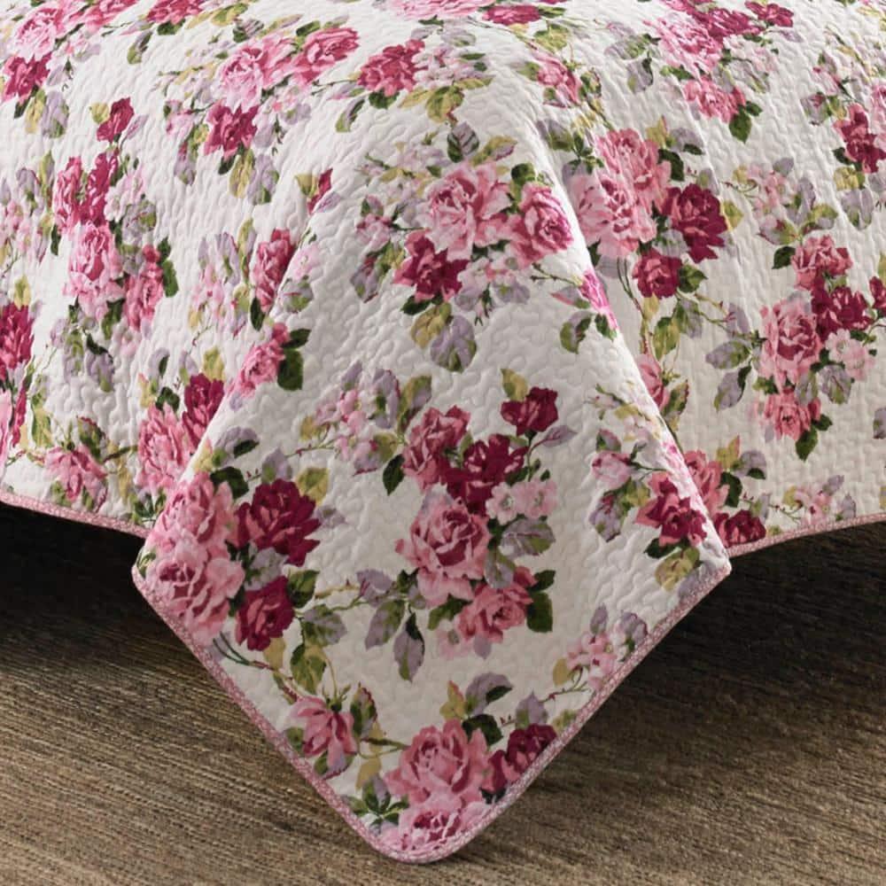 Laura Ashley Laura Ashley Lidia Cotton Reversible Pink Quilt Set