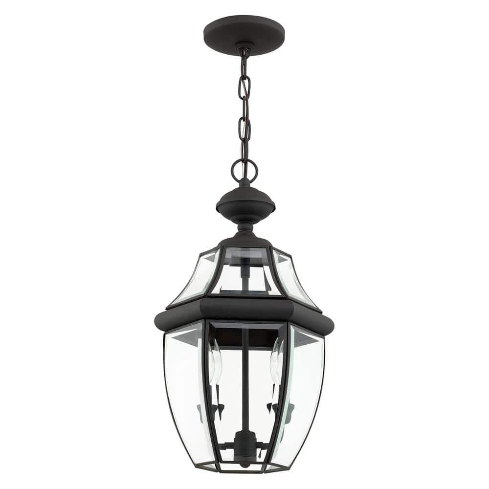 2 Light Outdoor Chain Lantern Pendant with Clear Glass Shade