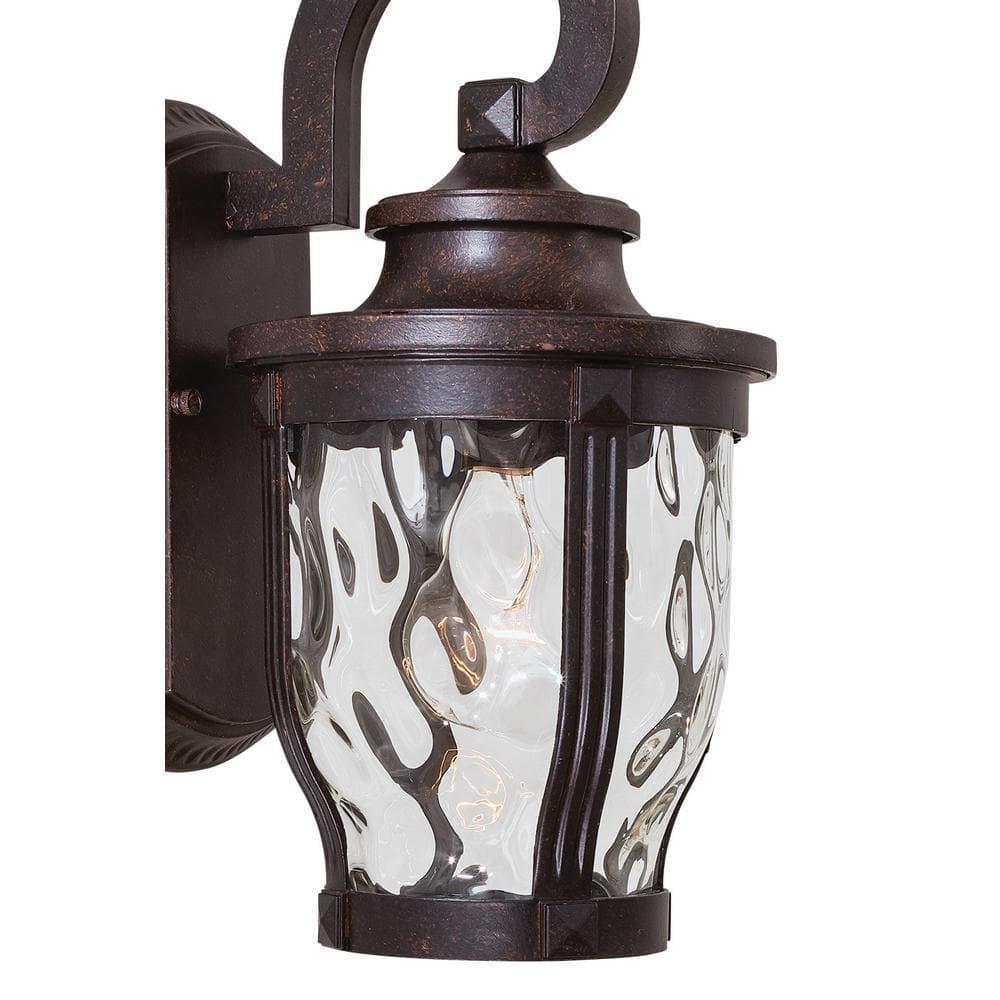 Minka Lavery Rustic Outdoor Wall Light Fixture Corona Bronze 12 1/4" Clear Hammered Glass for Post Exterior Deck Porch Yard Patio