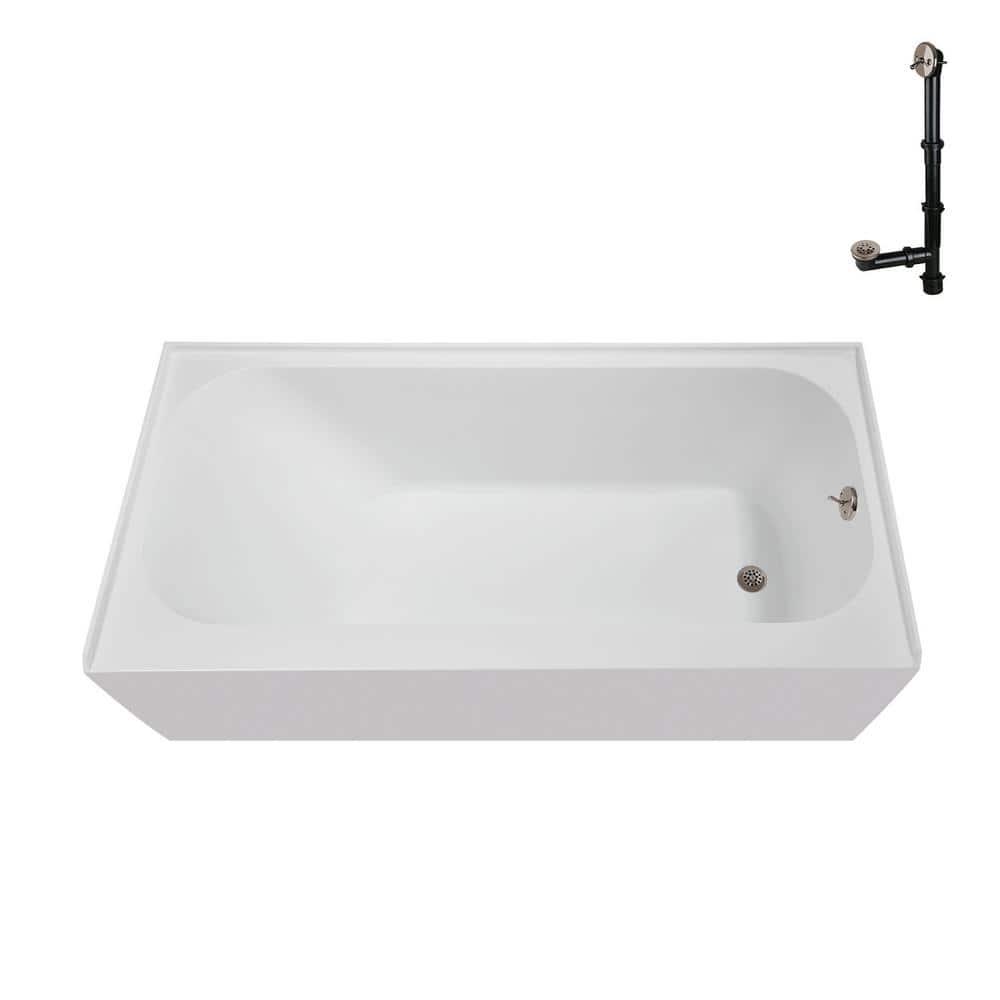 Streamline 60 in. x 30 in. Acrylic Right-Hand Drain Alcove Bathtub in Glossy White With External Drain