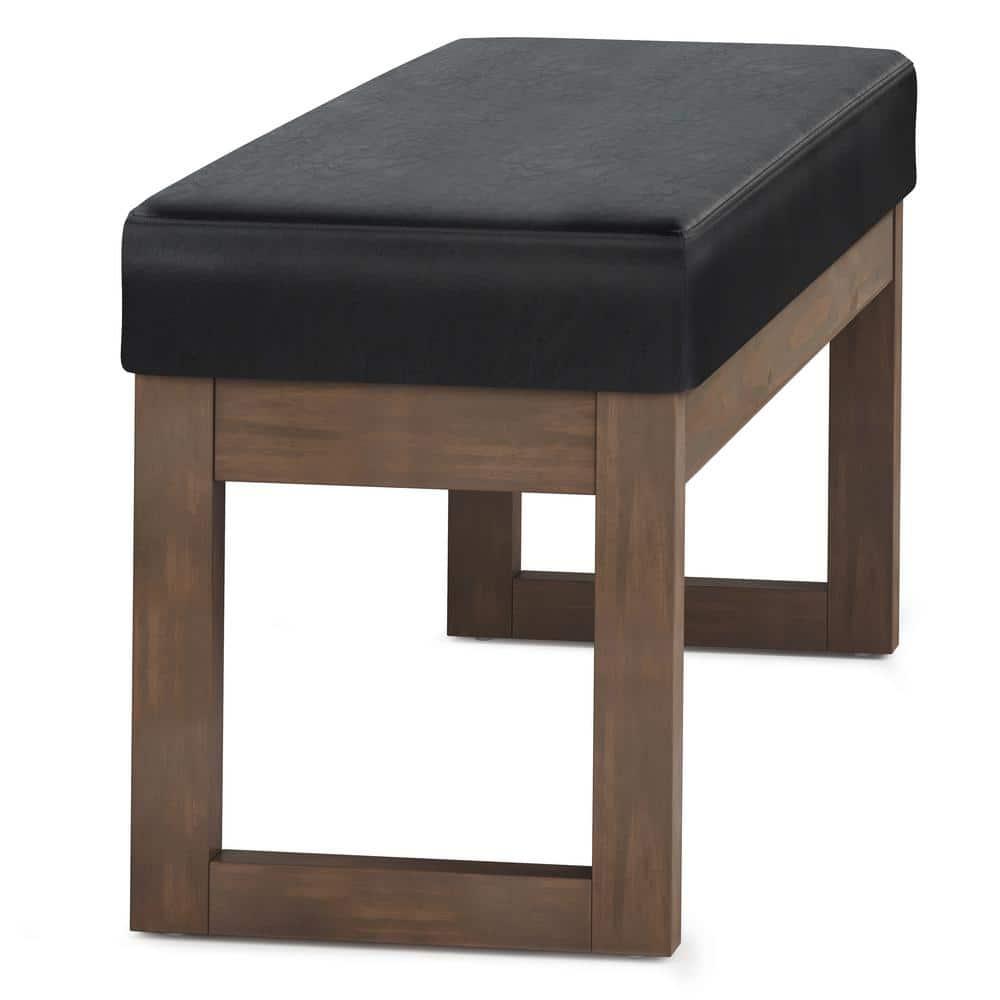 Simpli Home Milltown Ottoman Bench with Upholstered Seat and Solid Wood Frame