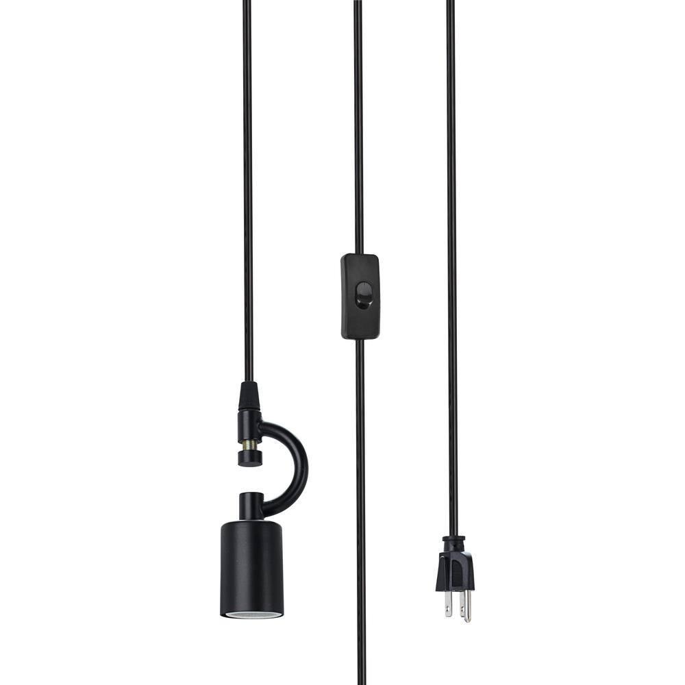 Aspen Creative 70216-21 One-Light Plug-In Swag Pendant Light Conversion Kit with Transitional Bell Fabric Lamp Shade, Off White, 13" width