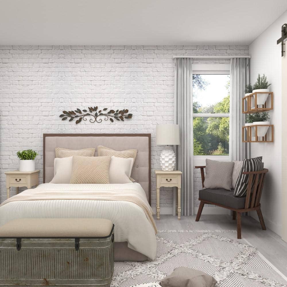 48 in. x  12 in. Metal Blue Leaf Wall Decor