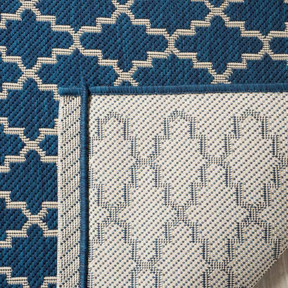 Courtyard CY6919 Power Loomed Indoor and Outdoor Area Rug - Navy/Beige - 4'x5'7" - Safavieh