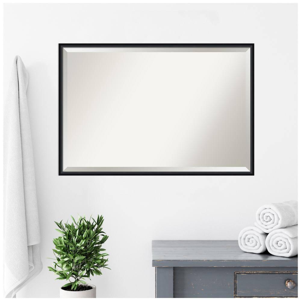 Amanti Art 37" x 25" Lucie Framed Bathroom Vanity Wall Mirror Black : Modern Rectangle, No Assembly Required