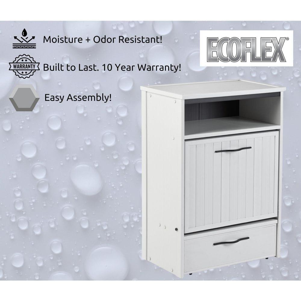 New Age Pet® ECOFLEX® Dog Food Pantry with Double Stainless Steel Bowls - Durable Composite, Includes 2x 32oz Bowls, Storage for 25 lbs of Dog Food, Easy Assembly, Moisture Resistant