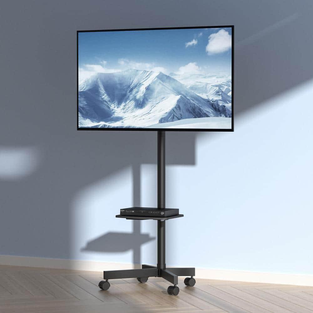 VEVOR Mobile TV Stand, Mobile TV Cart for 23 to 60 inch TVs, Height Adjustable Portable TV Stand with Wheels, with A Tray for Audio-Visual Devices