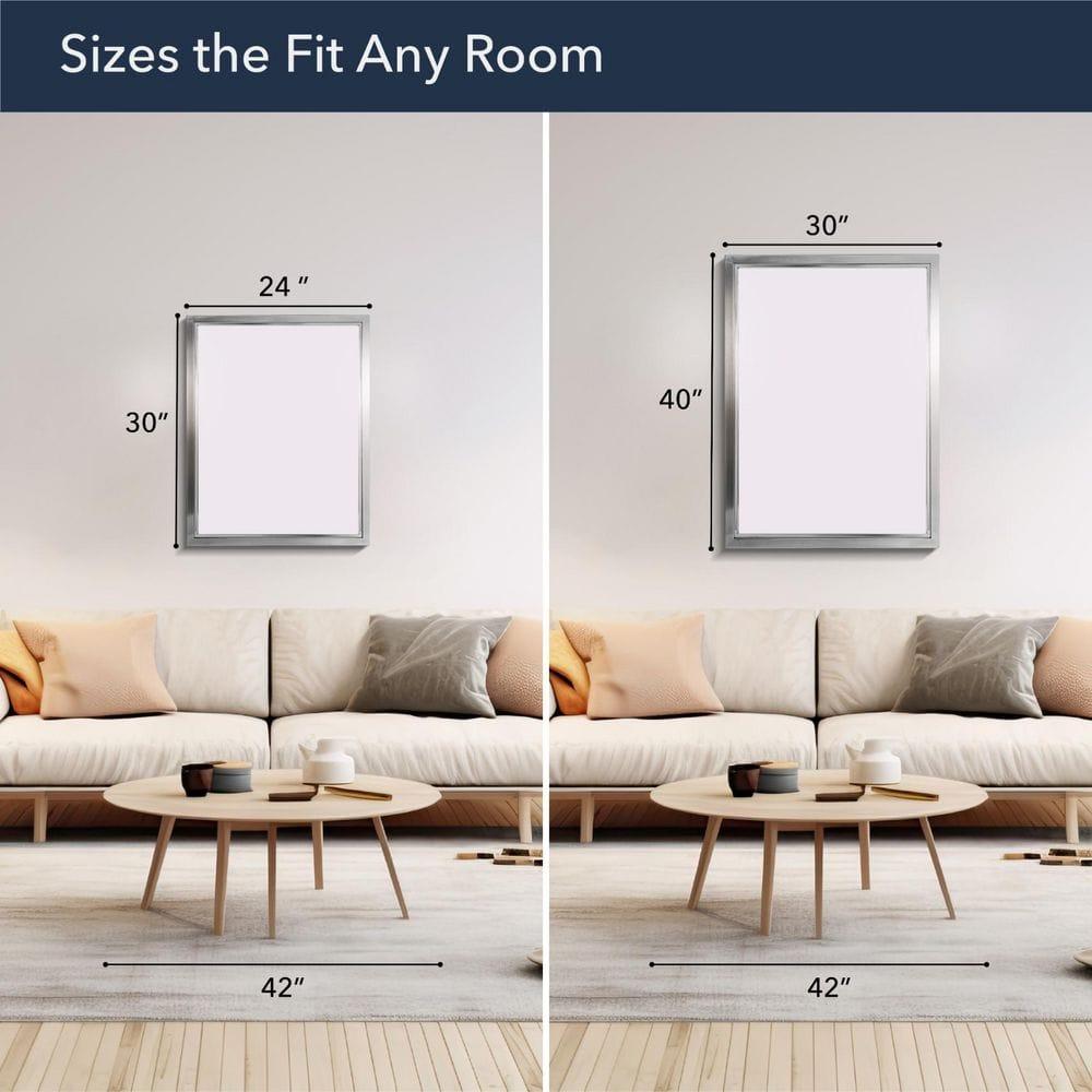 Head West Brushed Nickel and Chrome Metal Framed Vanity Mirror for Bathroom - Beveled-Edge Bedroom Mirror with Z-Bar Brackets for Vertical & Horizontal Placement - 24"x30"