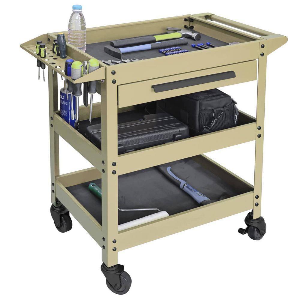 GSTANDARD APTB311Y Torin 3 Layer Rolling Tool Cart: Multifunction Utility Cart with One Slide Drawer and Service Cart for Home, Garage, Kitchen, Office or Cafe, Yellow