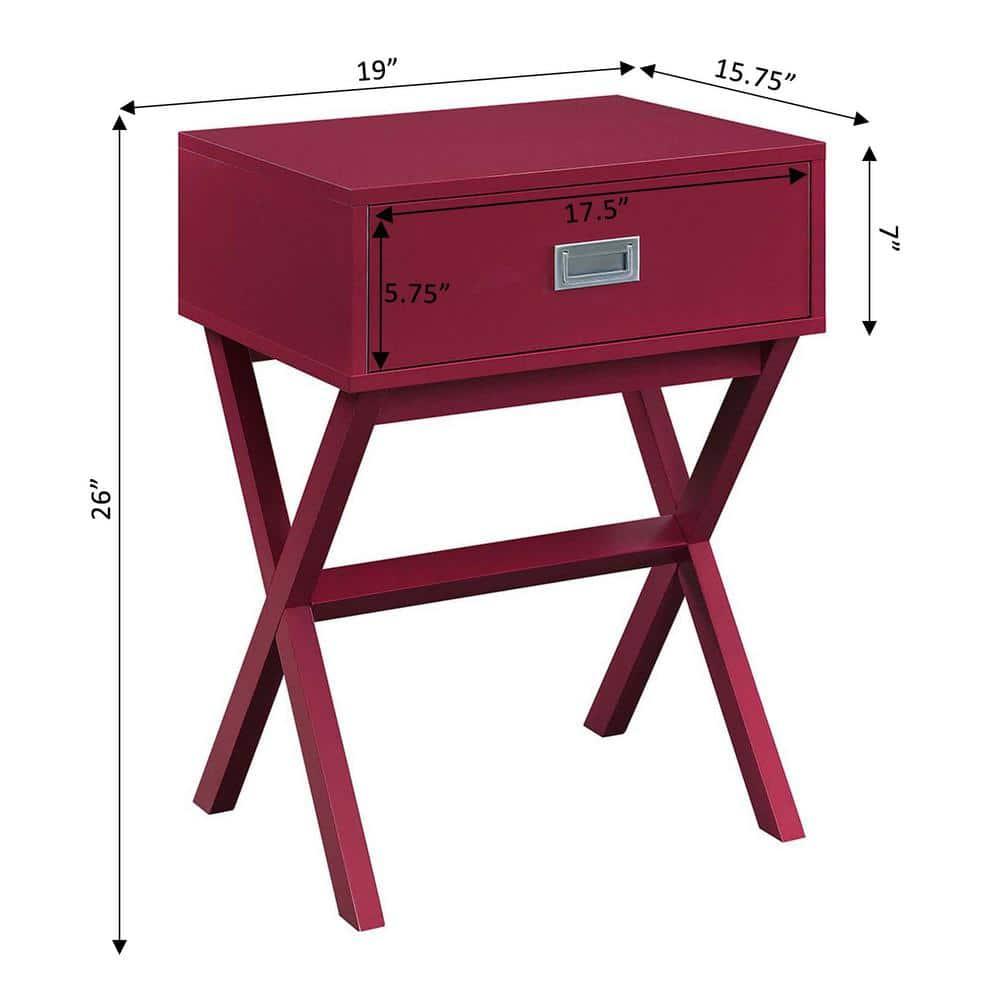 Convenience Concepts Designs2Go Landon 1 Drawer End Table, Cranberry Red