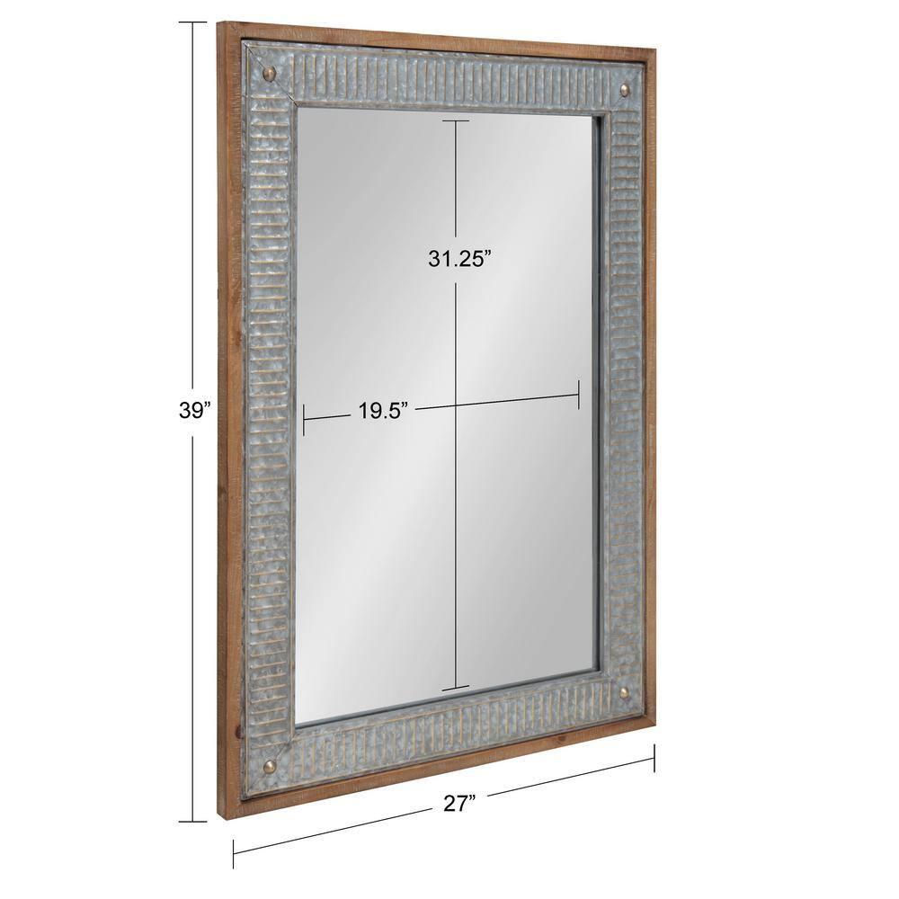 Kate and Laurel Deely Farmhouse Wood and Metal Wall Mirror, Rustic Brown