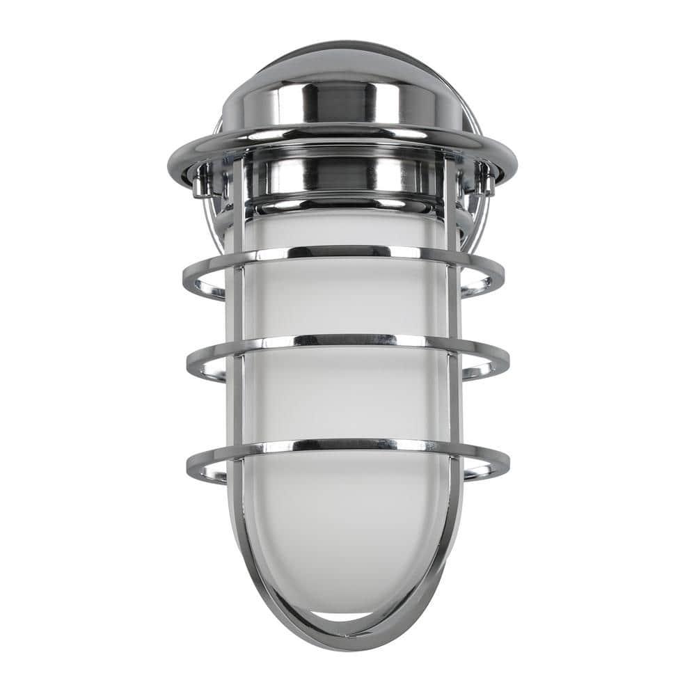 Polished Chrome Industrial Jelly Jar Wall Sconce