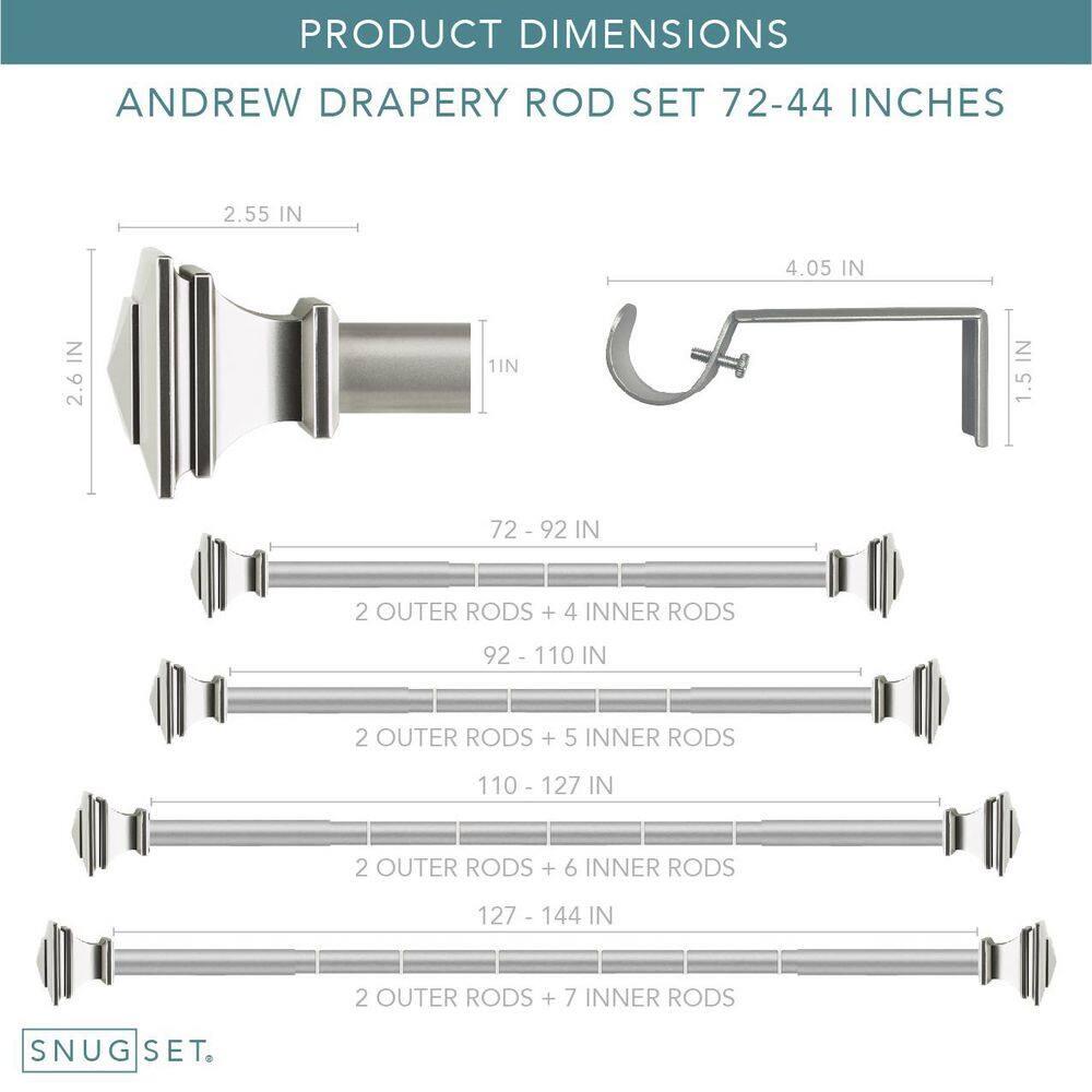SnugSet Andrew Steel Adjustable Single Curtain Rod