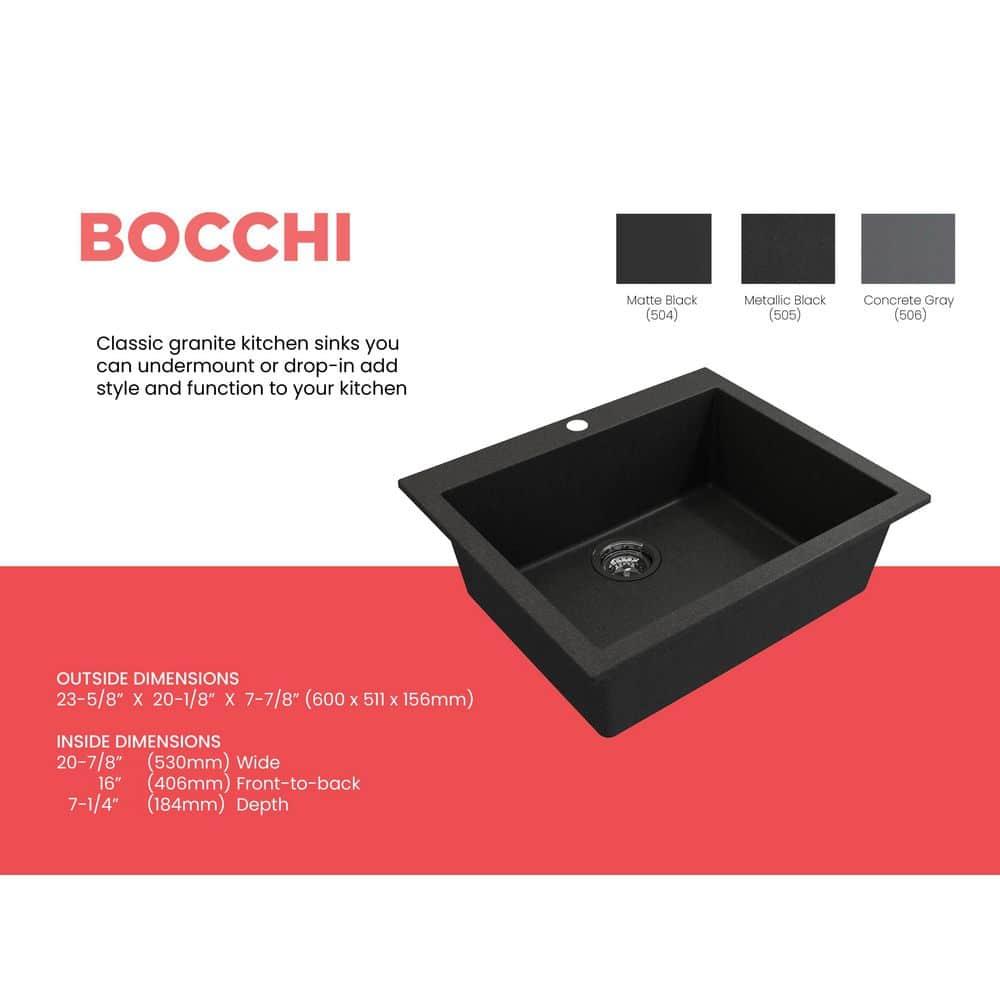 BOCCHI Campino 24'' L Single Bowl Granite Kitchen Sink 1606-505-0126