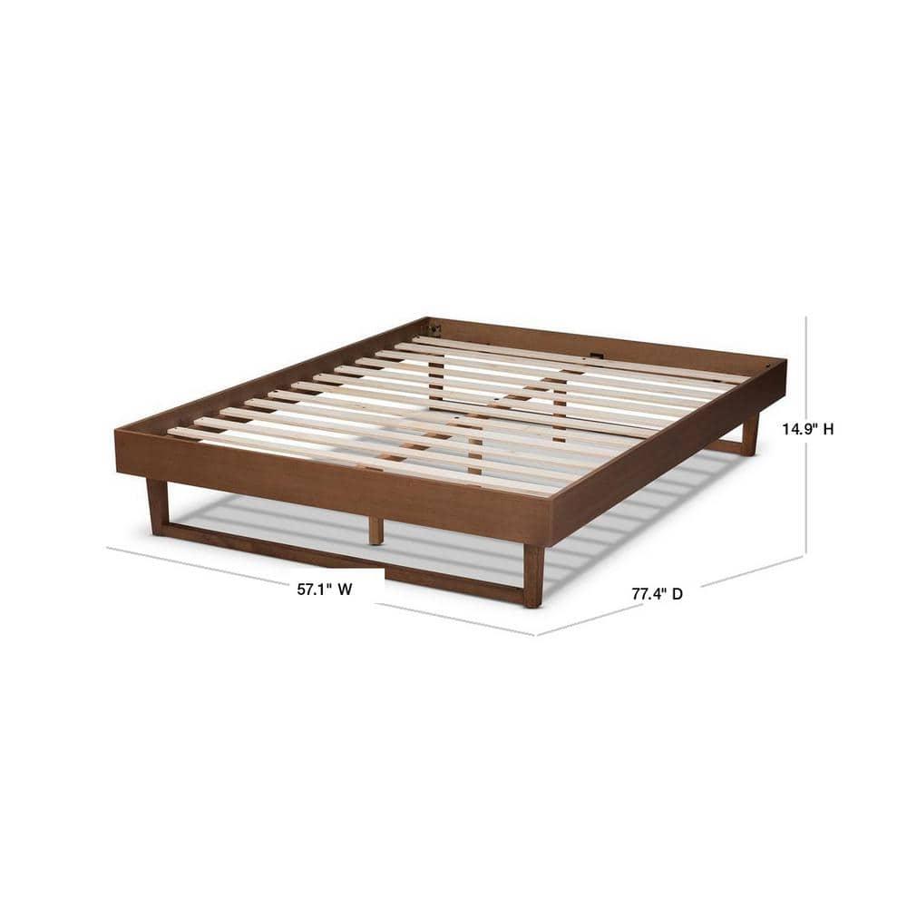 Baxton Studio Liliya Mid-Century Modern Walnut Brown Finished Wood Full Size Platform Bed Frame