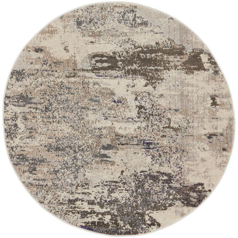 Nourison Celestial CES02 7'10" Round Ivory/Grey Area Rug