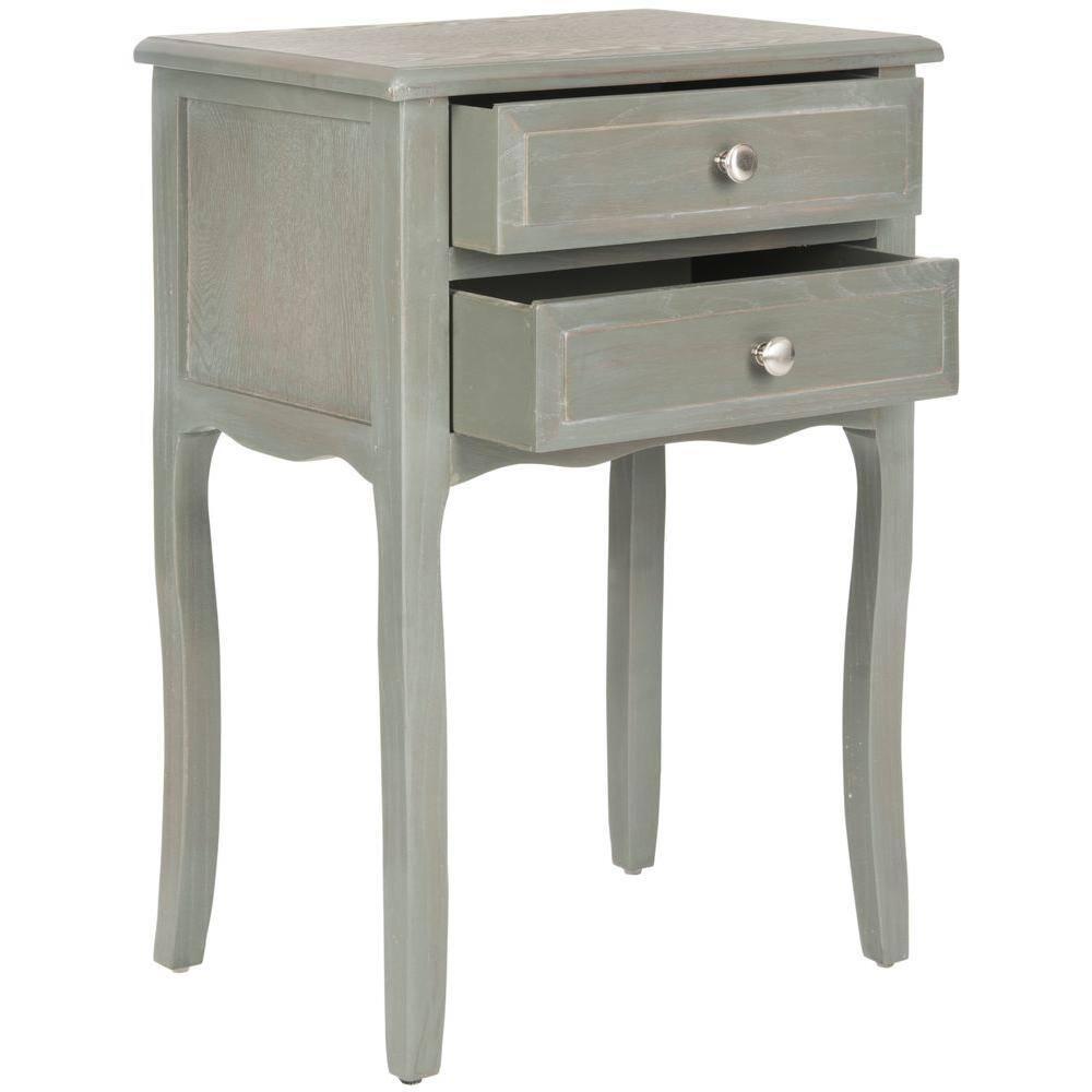 Lori End Table With Storage Drawers - AMH6576B - Ash Grey - Safavieh Couture