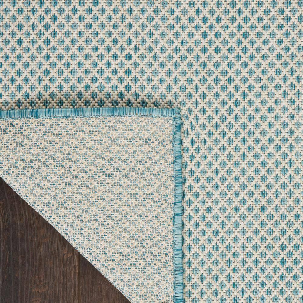 Nourison 2'2" x 8' Courtyard Modern Easy Care Flatweave Indoor Outdoor Runner Rug Ivory/Aqua