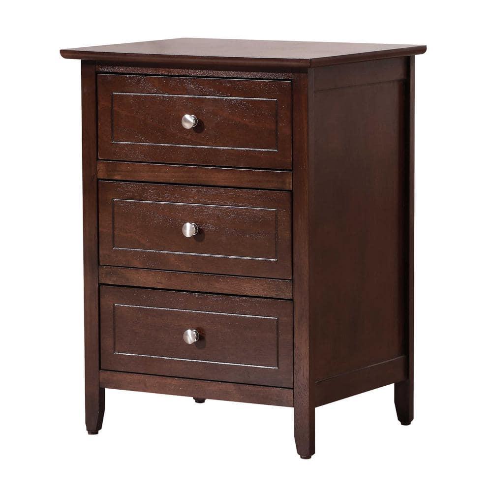Passion Furniture Daniel 3-Drawer Cappuccino Nightstand (25 in. H x 19 in. W x 15 in. D)