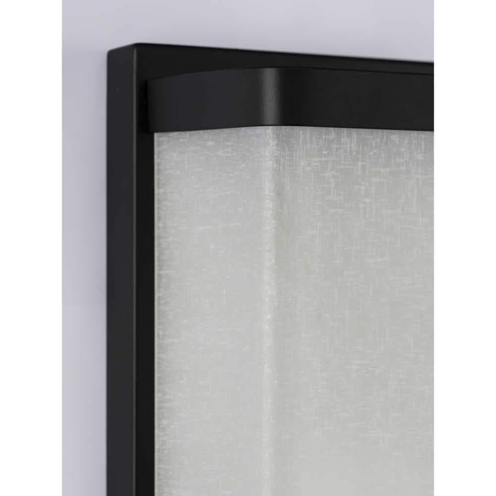 Progress Lighting Linen Glass Sconce, 1-Light Wall Light, Black Finish, Etched Glass Shade