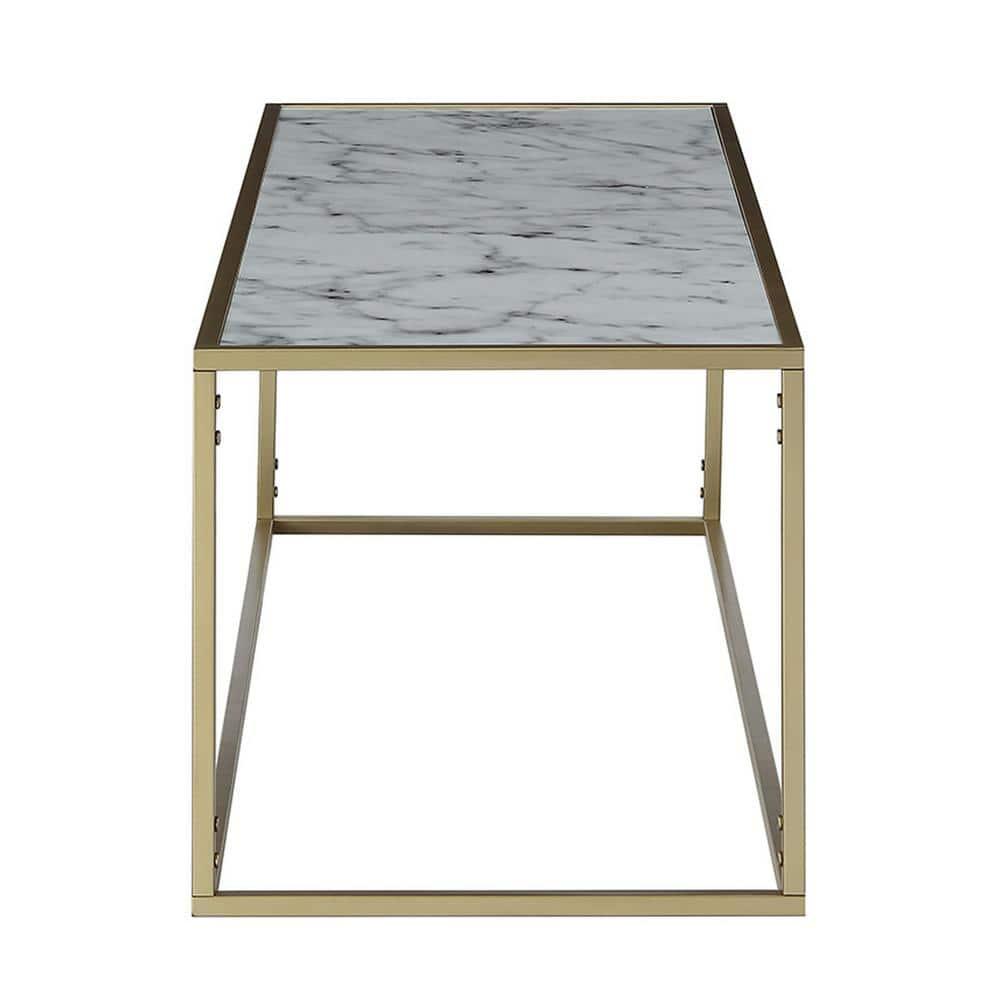 Convenience Concepts Gold Coast Faux Marble Top Coffee Table in Gold Metal Frame