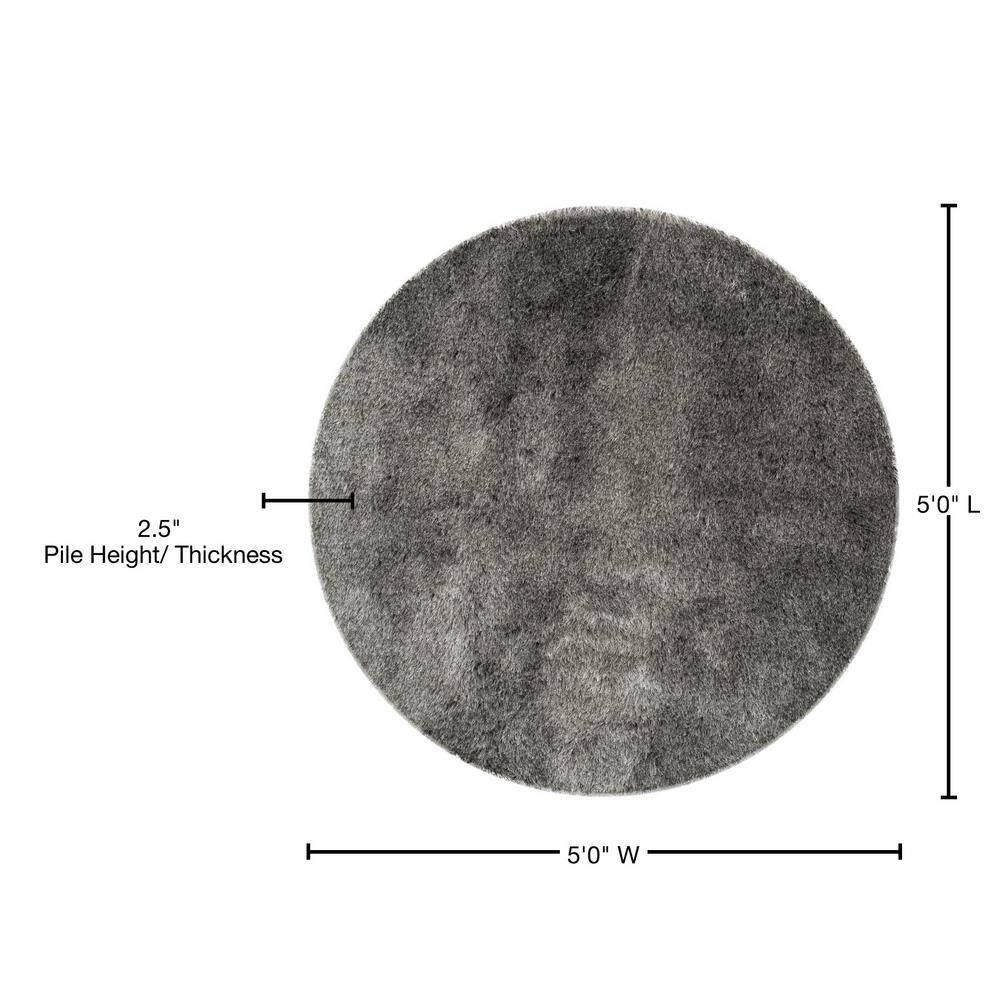 Shag SG511 Hand Tufted Area Rug - Silver - 5' round - Safavieh.