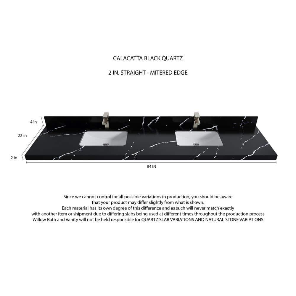 Willow Collections Roswell Floating 84'' Double Bathroom Vanity with Quartz Top