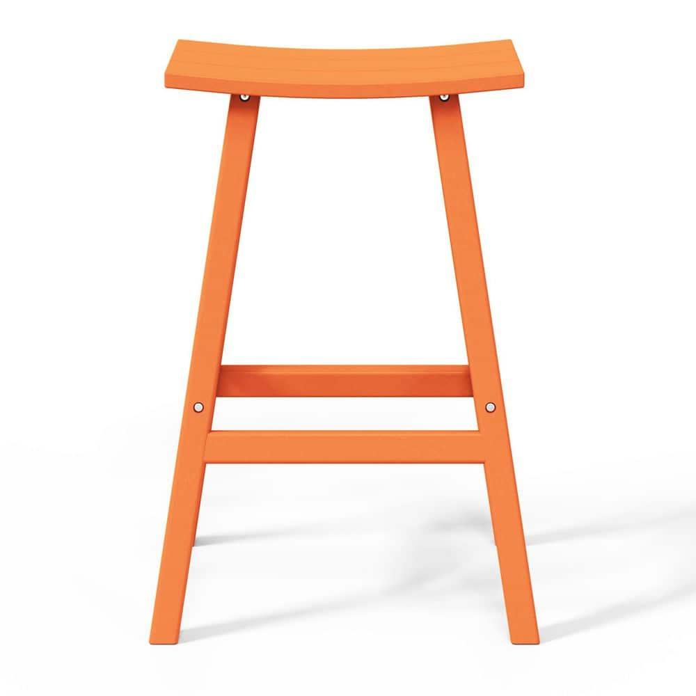 Franklin Orange 29 in. Poly HDPE Fade Resistant Outdoor Patio Saddle Seat Pub Height Bar Stool