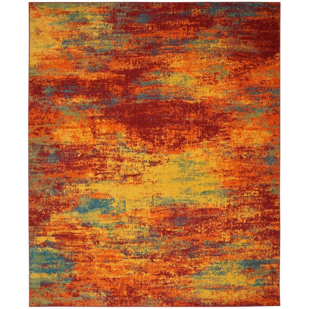 Nourison Essentials Abstract Indoor Outdoor Rug Flame 8' x 10'