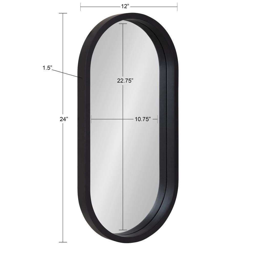 Kate & Laurel All Things Decor 12"x24" Travis Oval Wall Mirror Black: Modern Style, MDF Frame, No Assembly Required