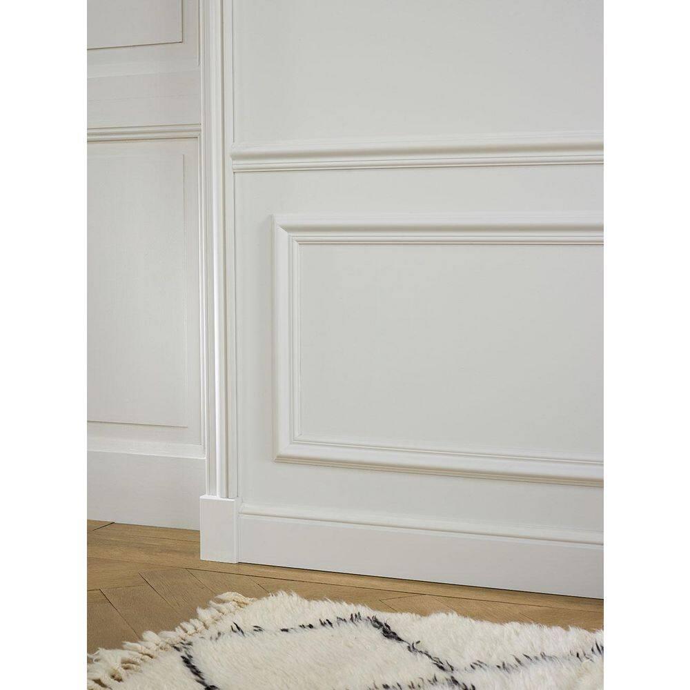 5/8 in D x 4 in W x 78-3/4 in L Primed White High Impact Polystyrene Baseboard Moulding (Set of 20)