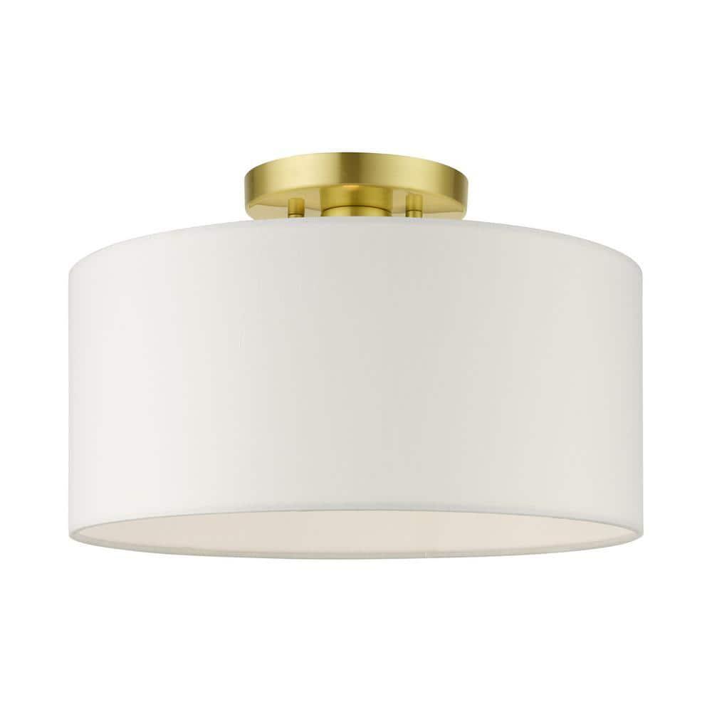 Livex Lighting Meridian 1 - Light Semi-Flush Mount in  Satin Brass