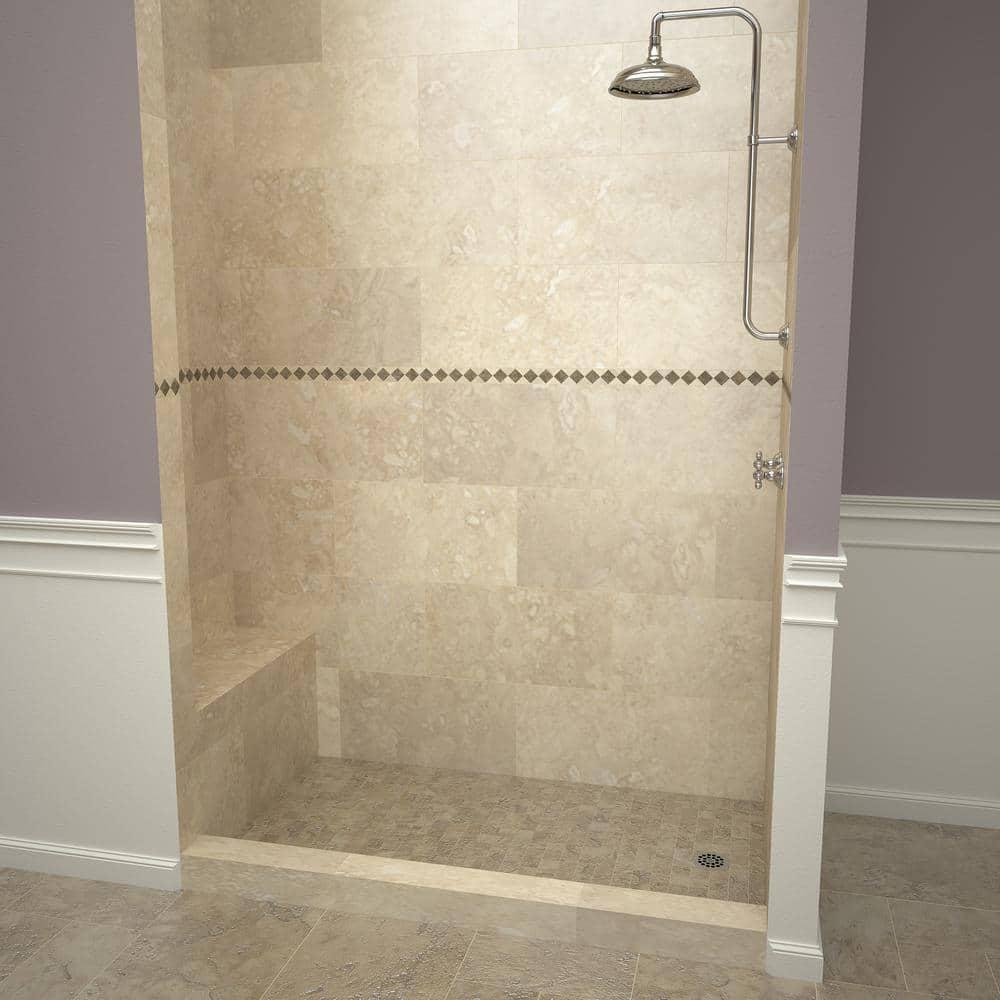Tile Redi Base'N Bench Single Threshold Shower Base with Bench and Drain Plate