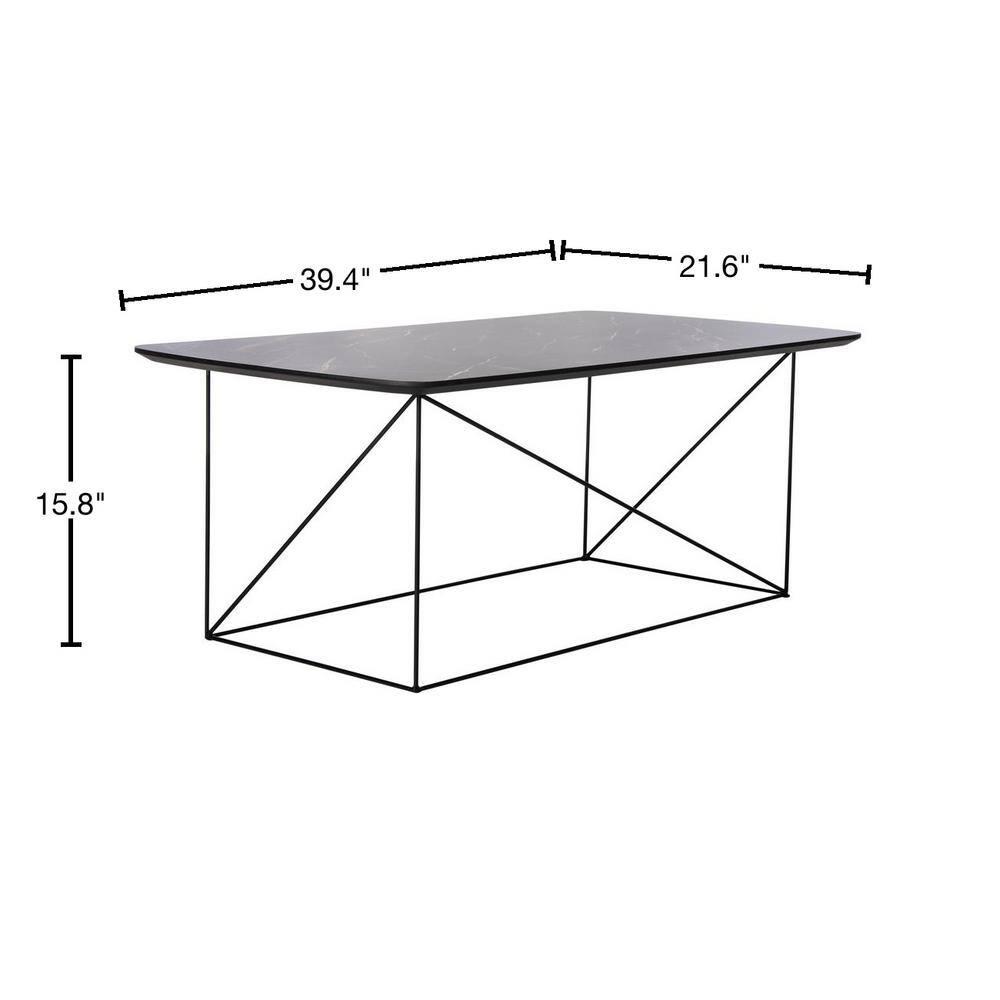 Rylee Rectangle Coffee Table - Dark Sandstone/Black - Safavieh