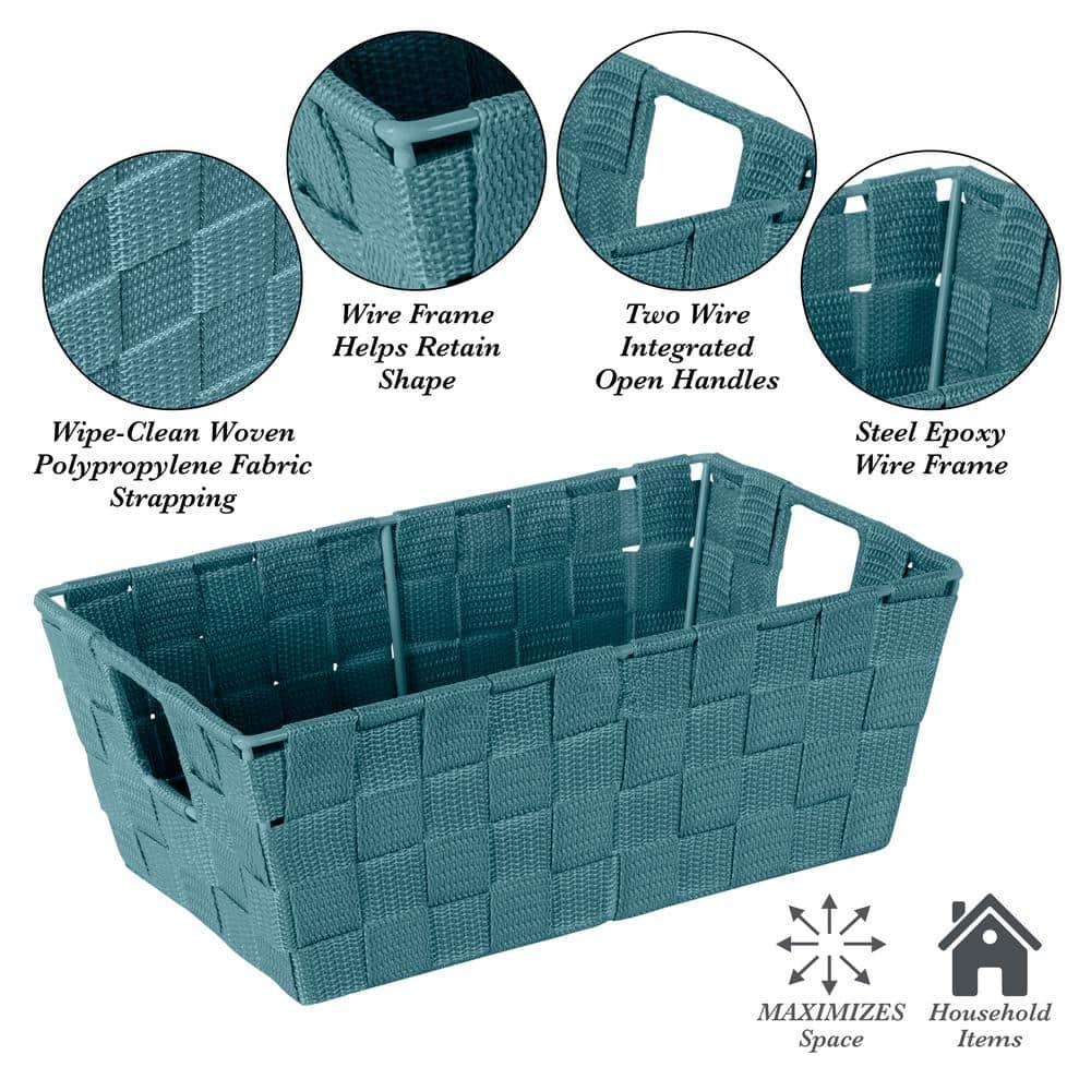 Simplify Small Woven Storage Shelf Bin in Sapphire