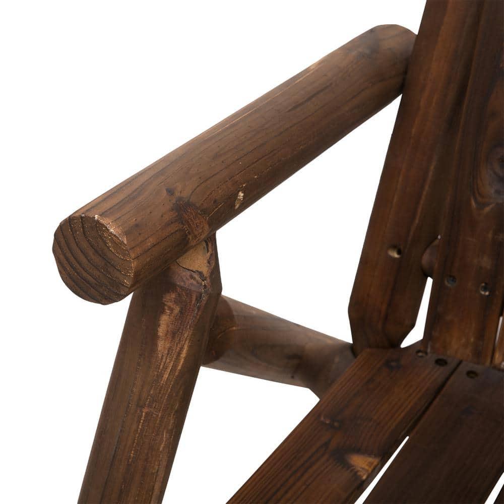Outsunny Outdoor Wood Adirondack Bench Chair with Center Table, Brown