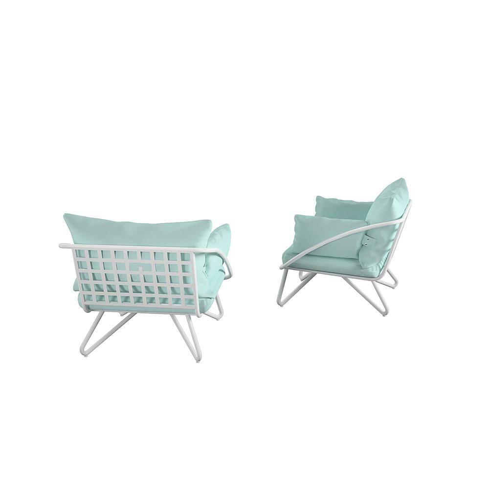 Teddi Powder Coated Steel Outdoor Lounge Chair with Cushions