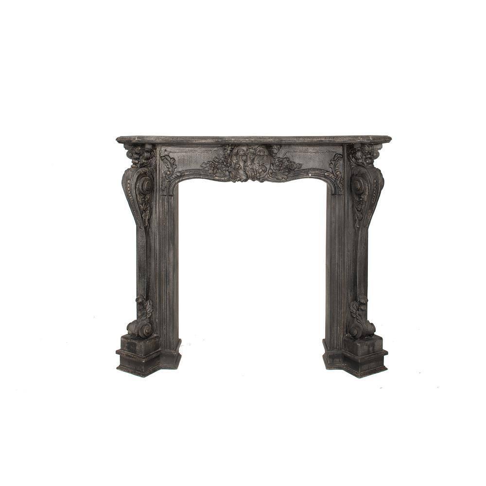 Storied Home Ornate Decorative Fireplace Mantel Black: Wall Mount, MDF Frame, Adult Assembly