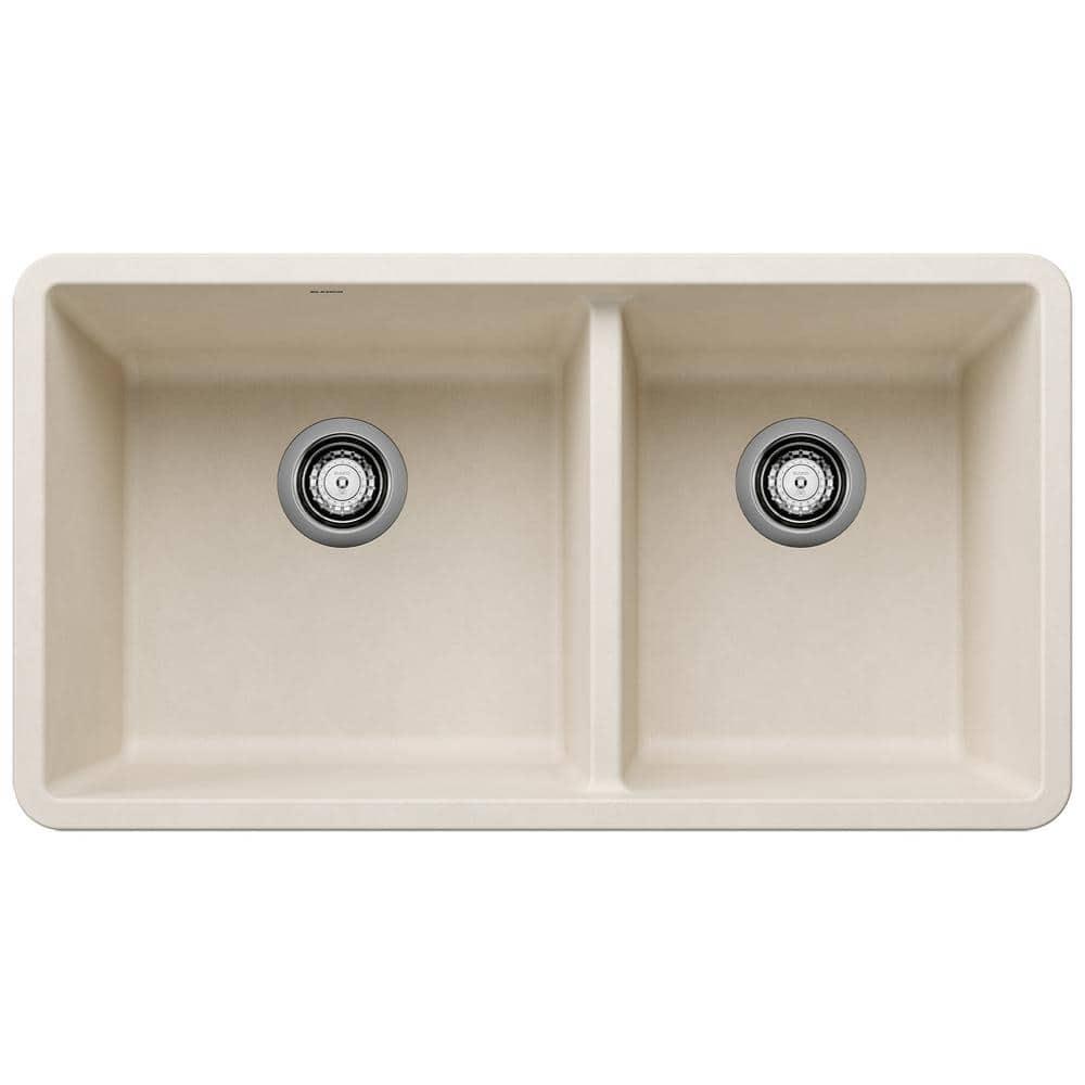 Precis SILGRANIT 33" L X 18" W Double Bowl Undermount Kitchen Sink