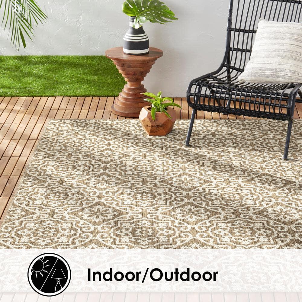 Nicole Miller New York Patio Country Danica Geometric Indoor/Outdoor Area Rug, Brown/Beige