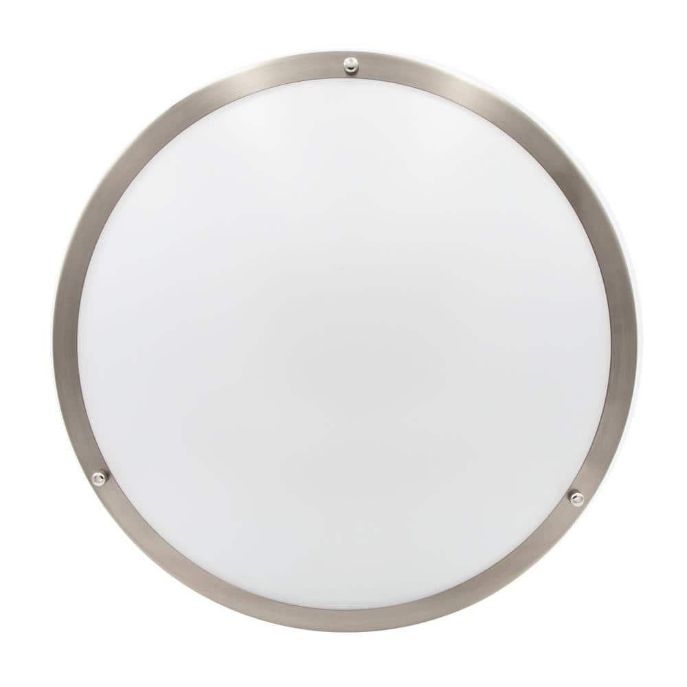 Maxxima 16 in. Satin Nickel LED Ceiling Mount Fixture 3000K Warm White, 2600 Lumens, Dimmable
