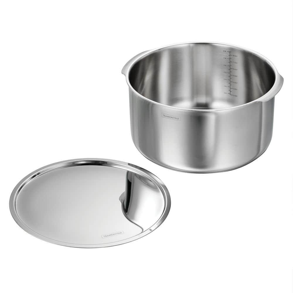 Tramontina Tramontina Utsava Tri-Ply Clad Stainless Steel Tope with Lid, Patila Pot for Indian Cooking