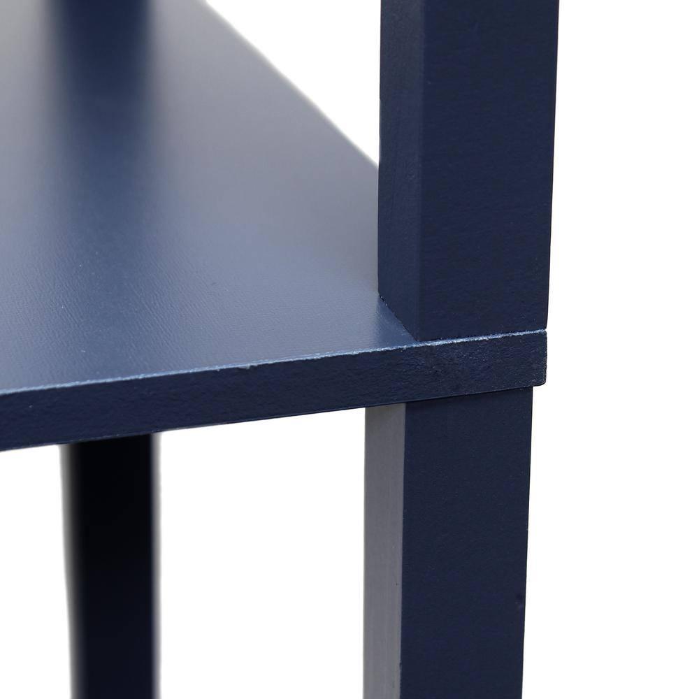 Simple Designs Floor Lamp Etagere Organizer Storage Shelf with Linen Shade, Navy
