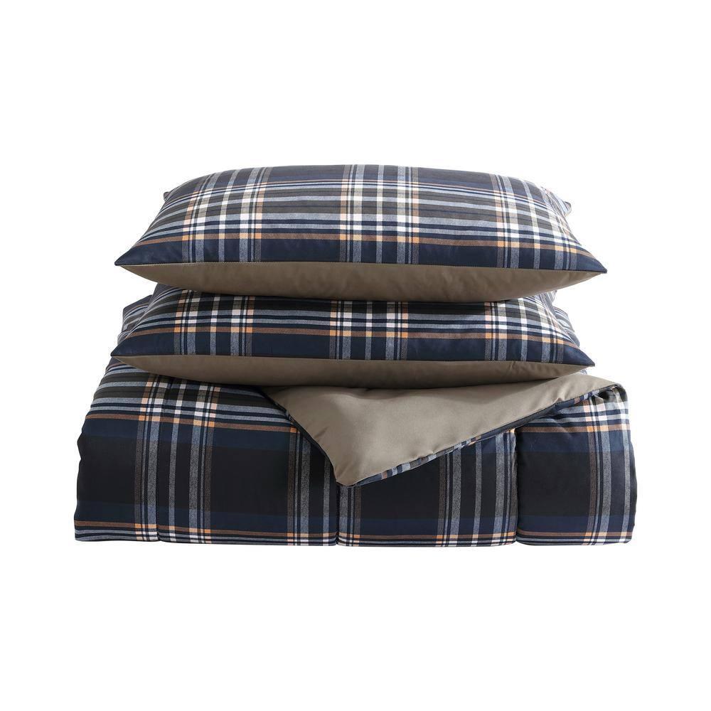 Wrangler 3pc Full/Queen City Flats Plaid Duvet Set Blue: Microfiber Bedding, OEKO-TEX Certified