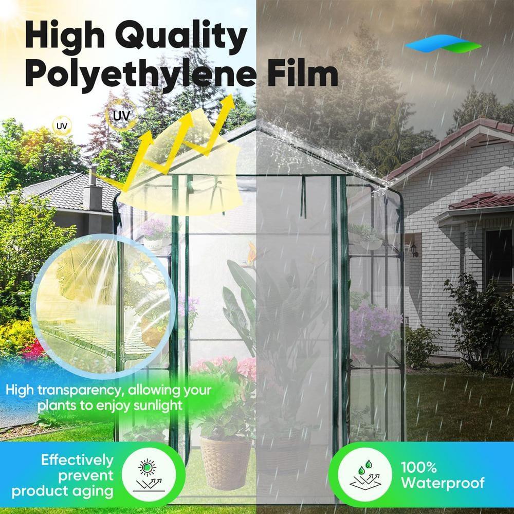 Quictent 56"x56"x77" Outdoor Portable Walk-in Greenhouse 3 Tiers 6 Shelves Garden Planter W/ Clear Cover