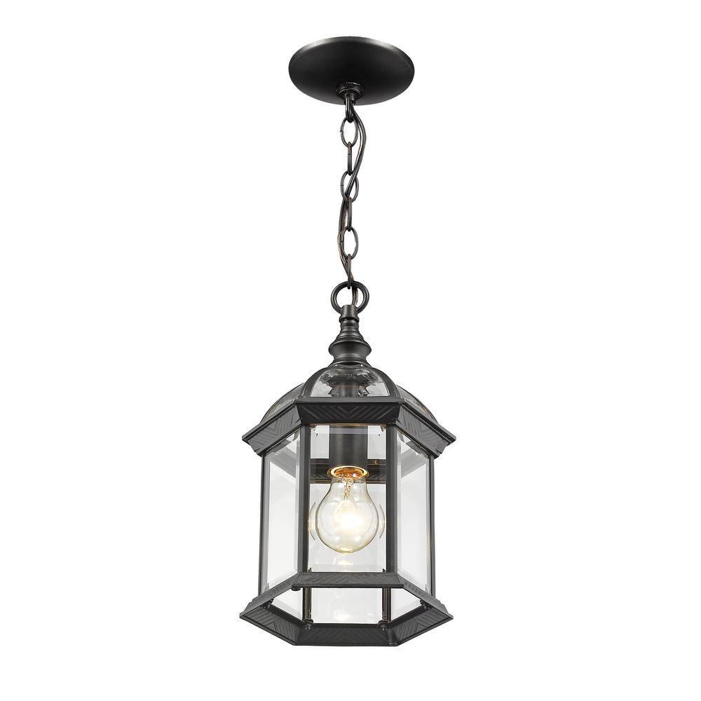 1 Light Outdoor Chain Mount Lantern In Gothic Style 8 Inches Wide By 13.75 Inches High-Black Finish Z-Lite 563Chm-Bk