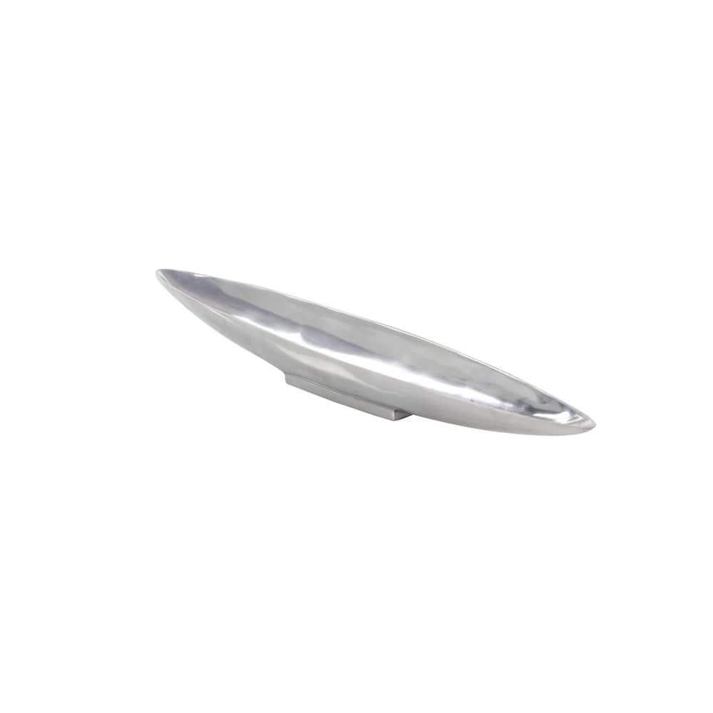 Hurtt Aluminum Metal Sleek Minimalistic Boat Decor Silver Tray