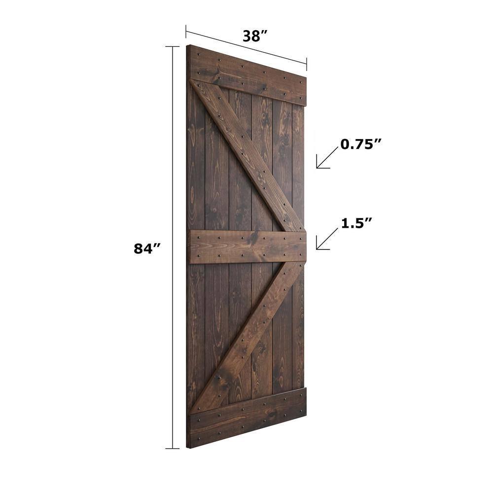 Paneled Wood and Metal K Series DIY Knotty Barn Door with Installation Hardware Kit